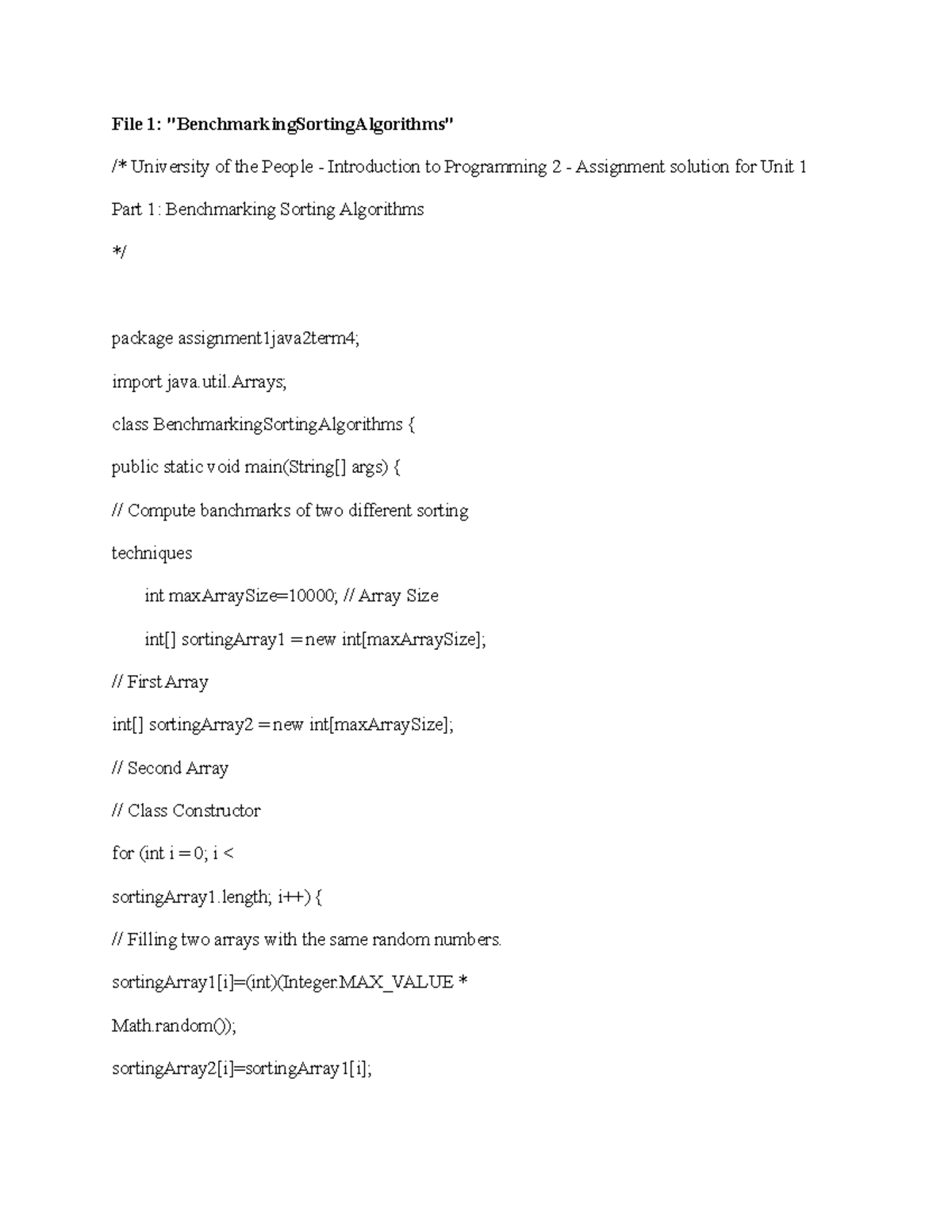 Solution CS1103 UNIT 1 Assignment For Programming 2 - File 1: - Studocu