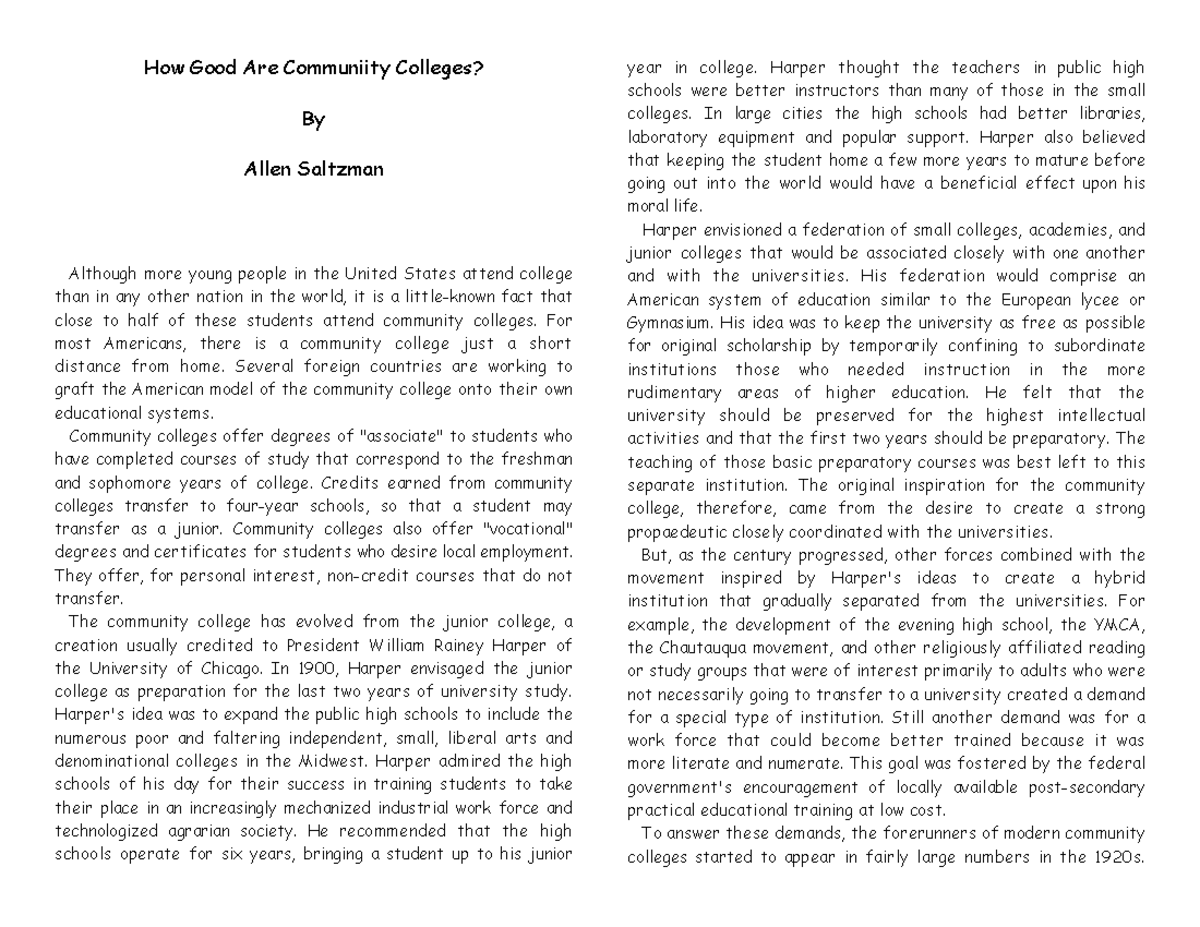 3 How Good Are Community Colleges Summer 2021 Studocu 3 How Good Are Community Colleges Summer 2021 Studocu