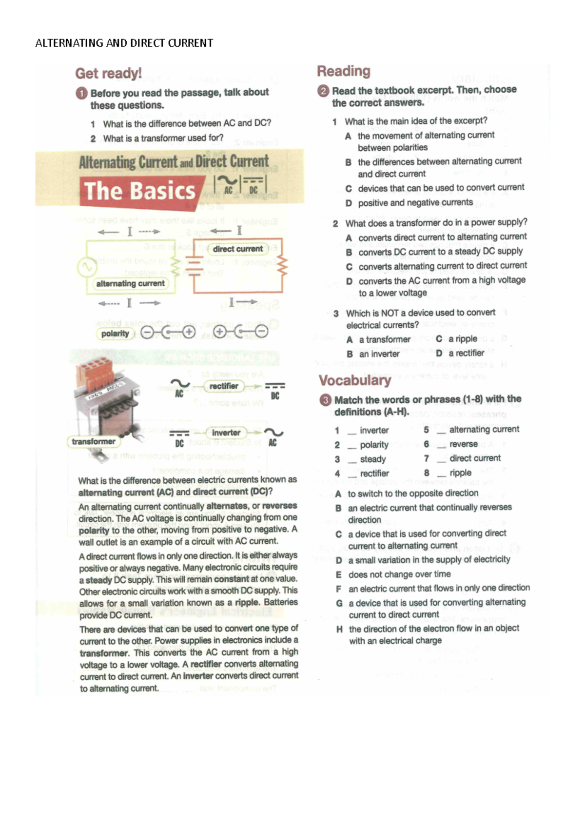 Practice 9 PRACTICA Inglés ALTERNATING AND DIRECT CURRENT Studocu