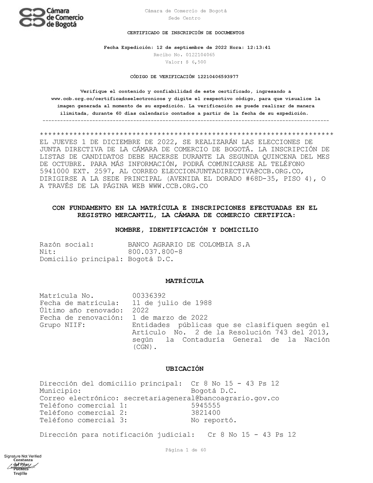 CCio 12092022 - Escritura - Sede Centro CERTIFICADO DE INSCRIPCI”N DE ...