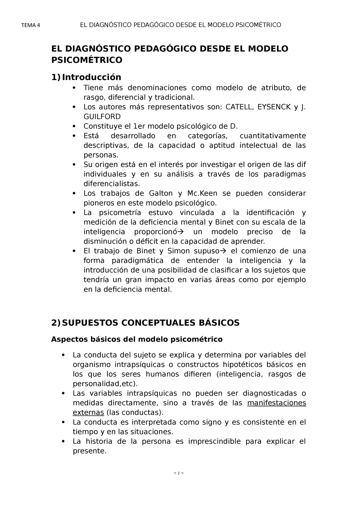 T4 el diagnóstico pedagógico desde el modelo psicométrico - EL DIAGNÓSTICO  PEDAGÓGICO DESDE EL - Studocu