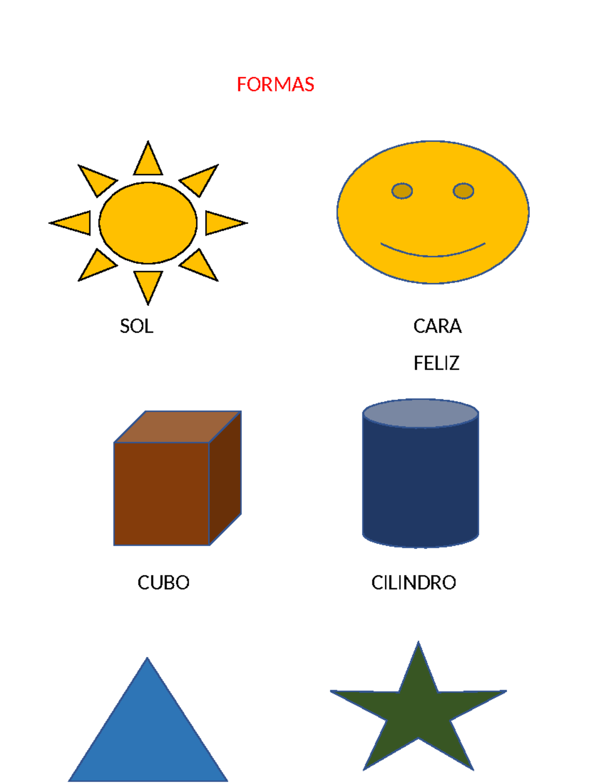Formas 2 - ingles - Ingles - FORMAS SOL CARA FELIZ CUBO CILINDRO - Studocu