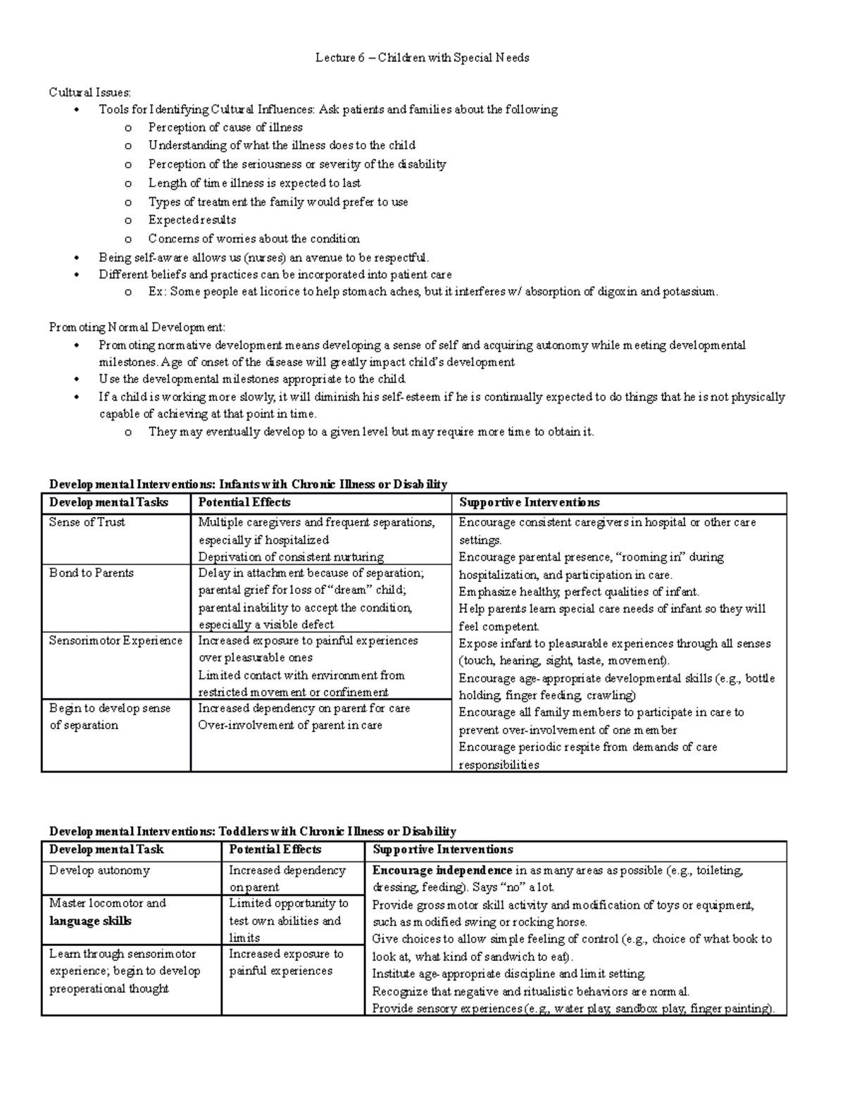 Special needs 2 - Lecture notes idk - Lecture 6 Children with Special ...