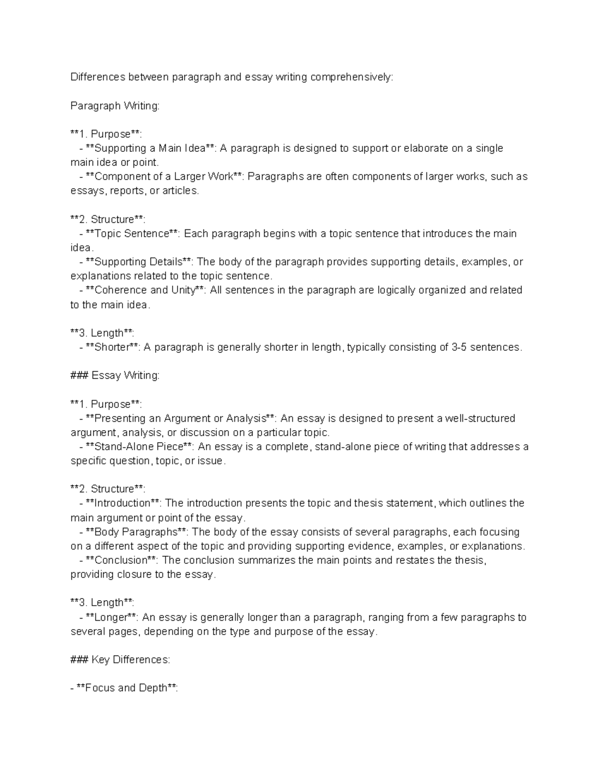 difference between paragraph and essay pdf