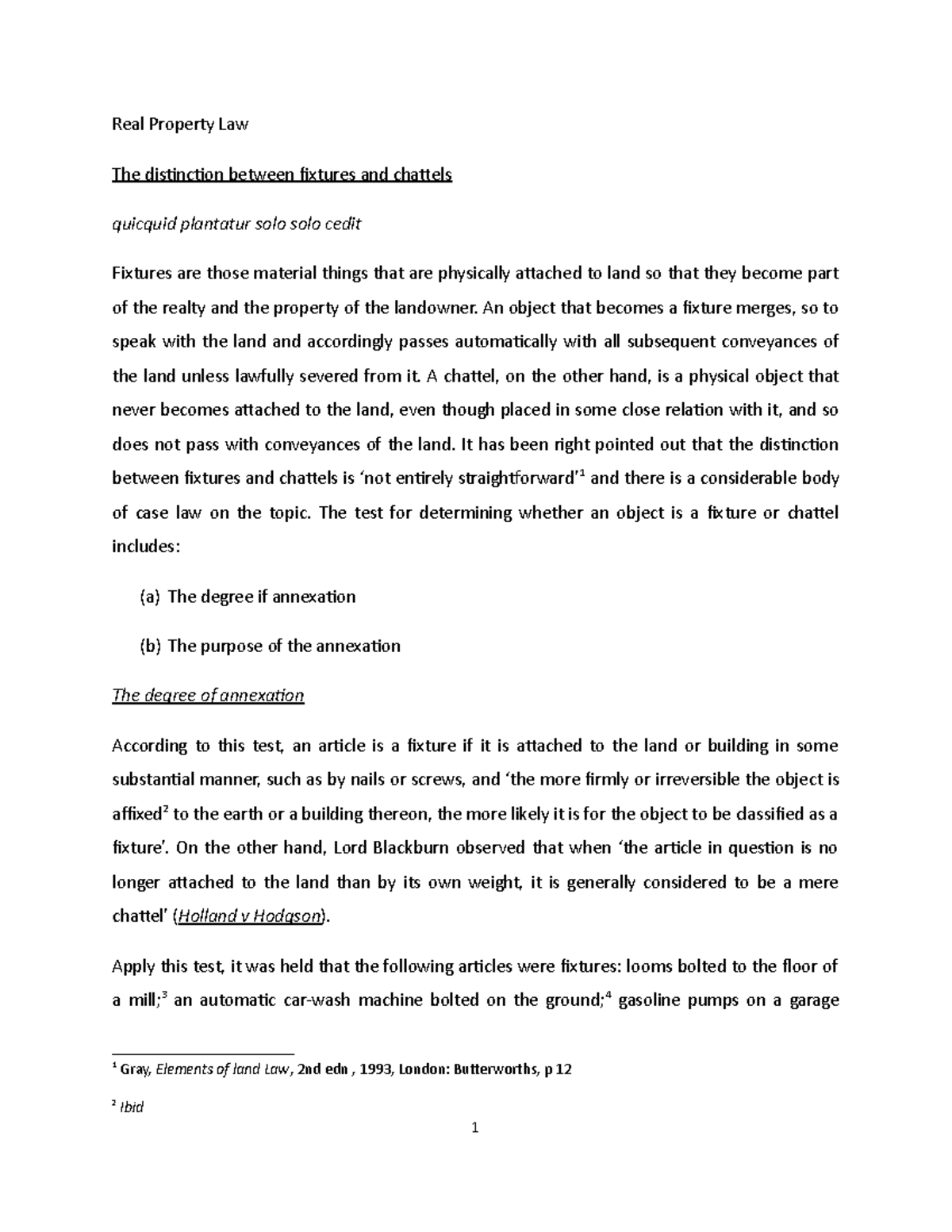 Lect. 2 Fixtures and Chattels Real Property UWI Mona Studocu