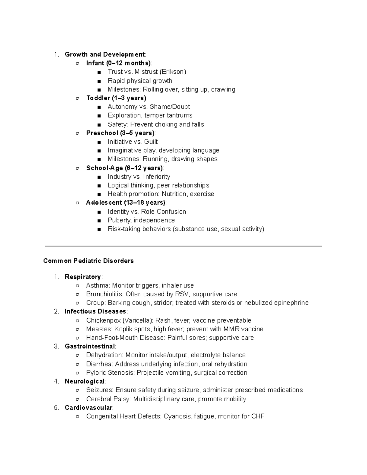 Peds exam 2 notes - Growth and Development: Infant (0–12 months): Trust ...