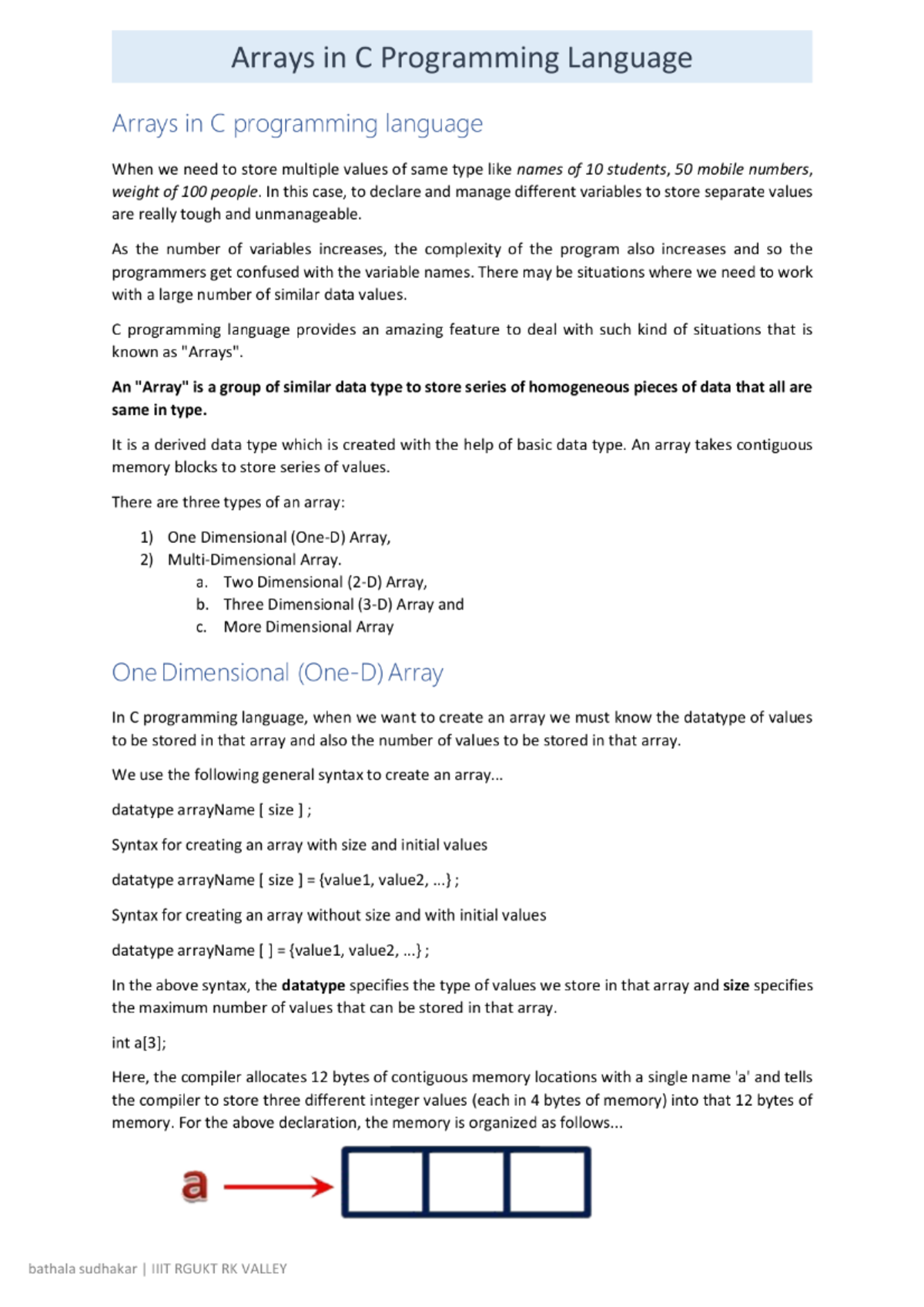 Arrays - electronics & communications - Studocu