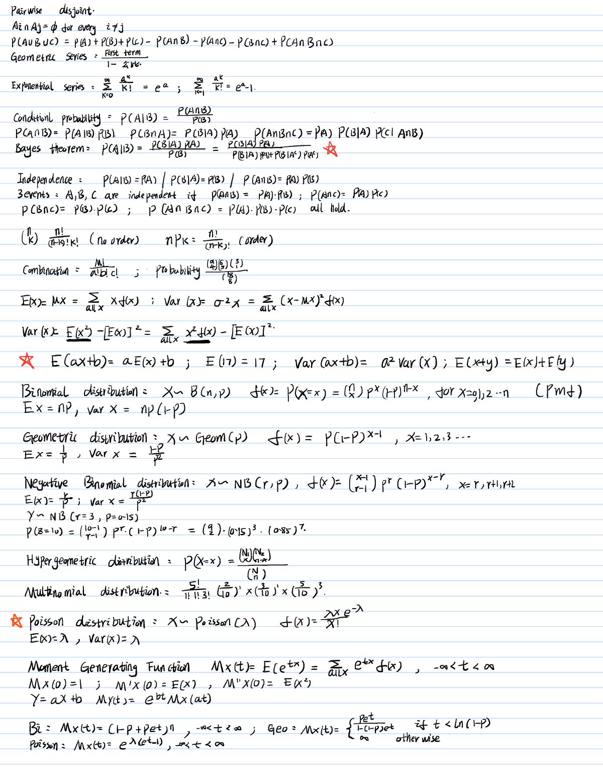 Pstat 120a - The Formula Sheet For Midterm - PSTAT 120A - Studocu