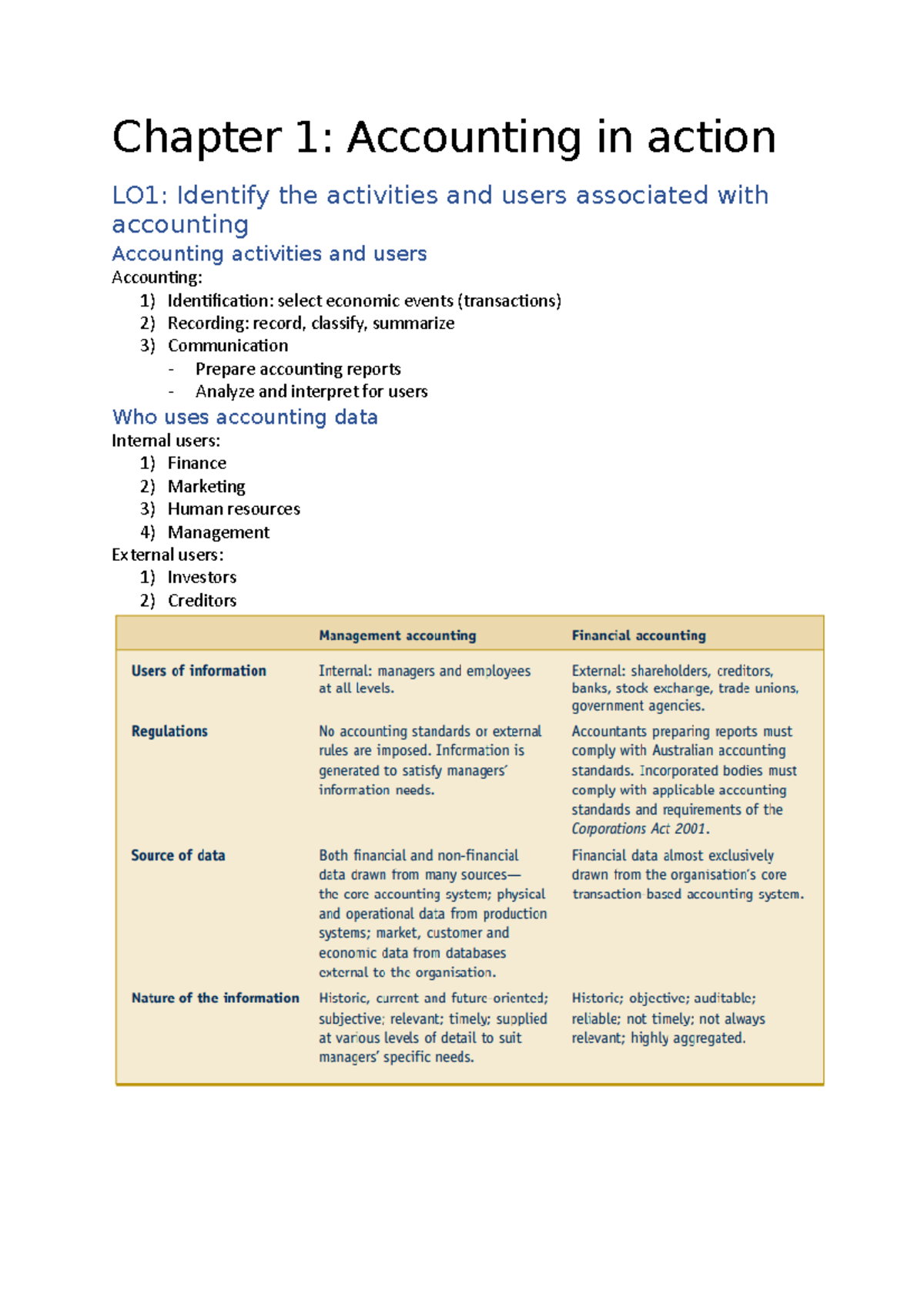 Chapter 1 - Chapter 1: Accounting In Action LO1: Identify The ...