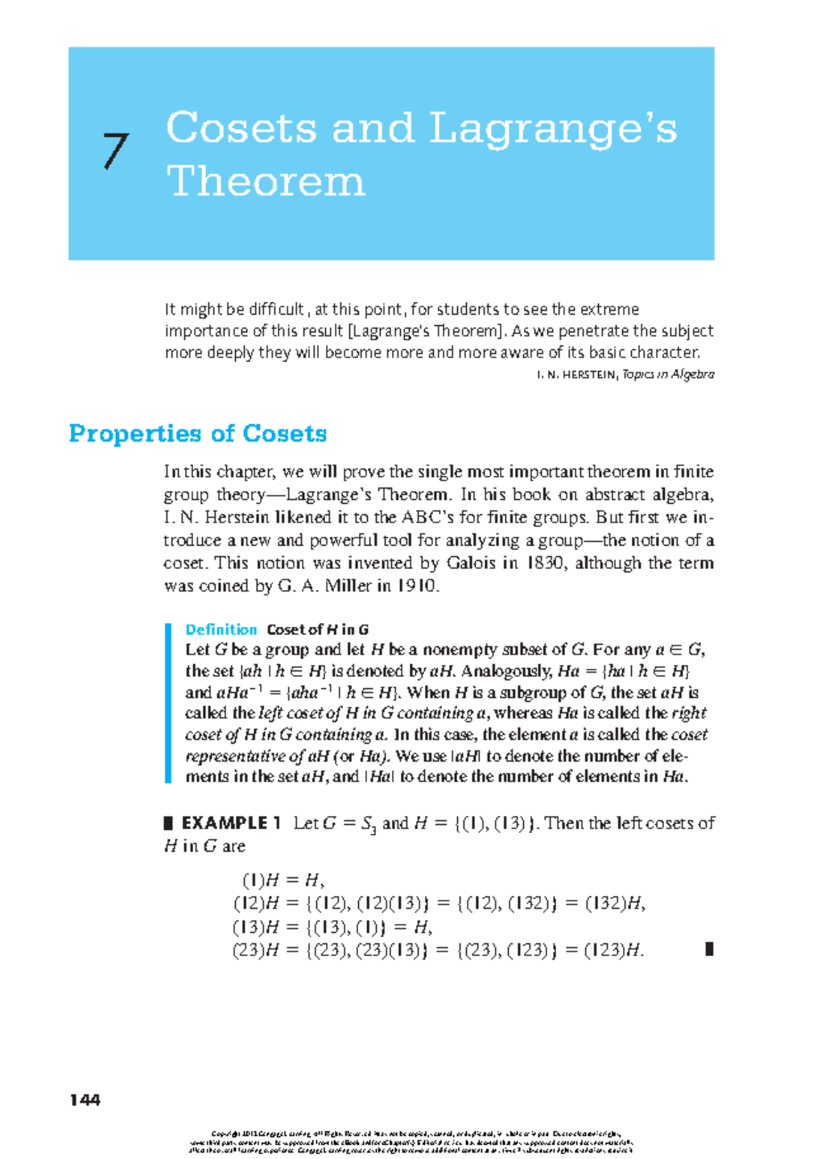 Koset dan teori lagrange - 144 Cosets and Lagrange’s Theorem 7 ...