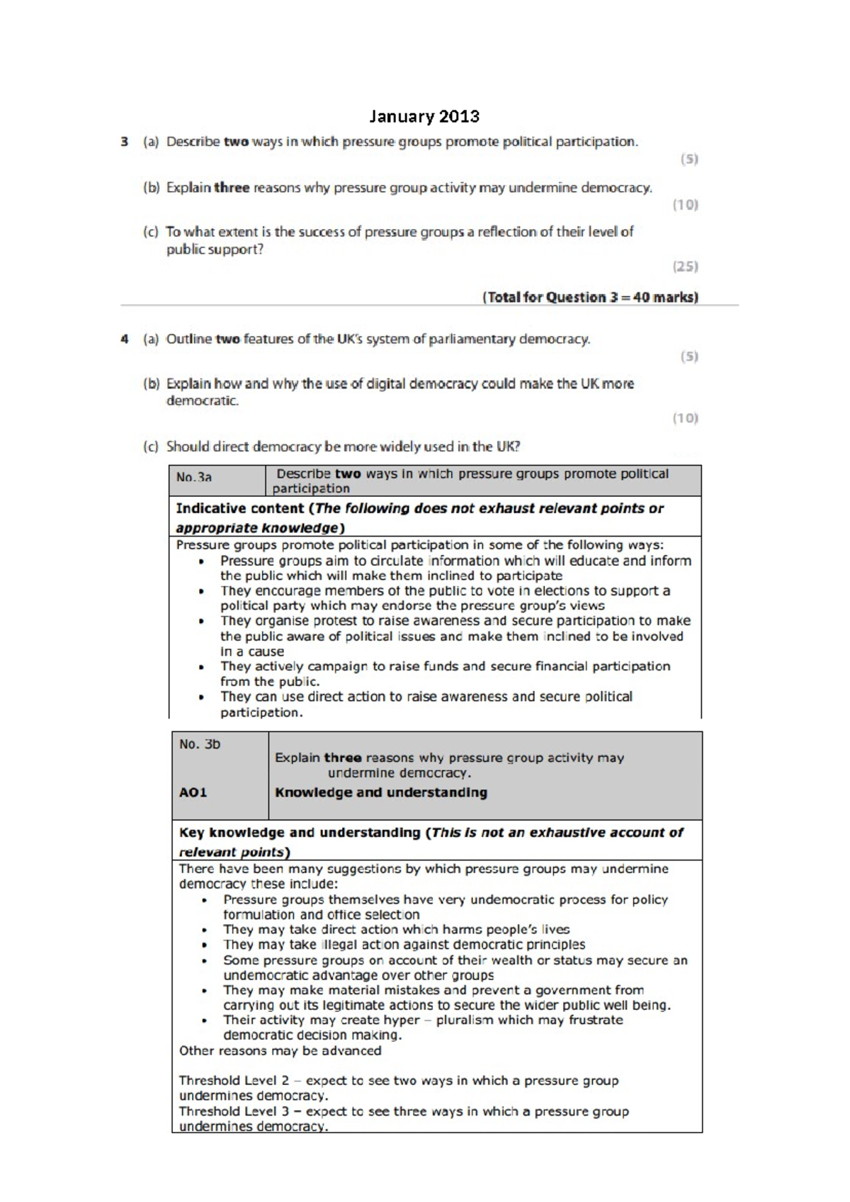 Politics Unit 1 Revision Past Papers - January June June January - Studocu