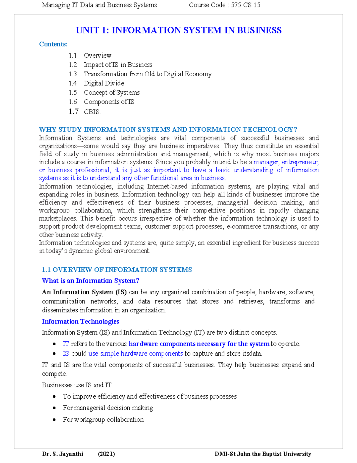 Information Technology course : Here students will understand the ...