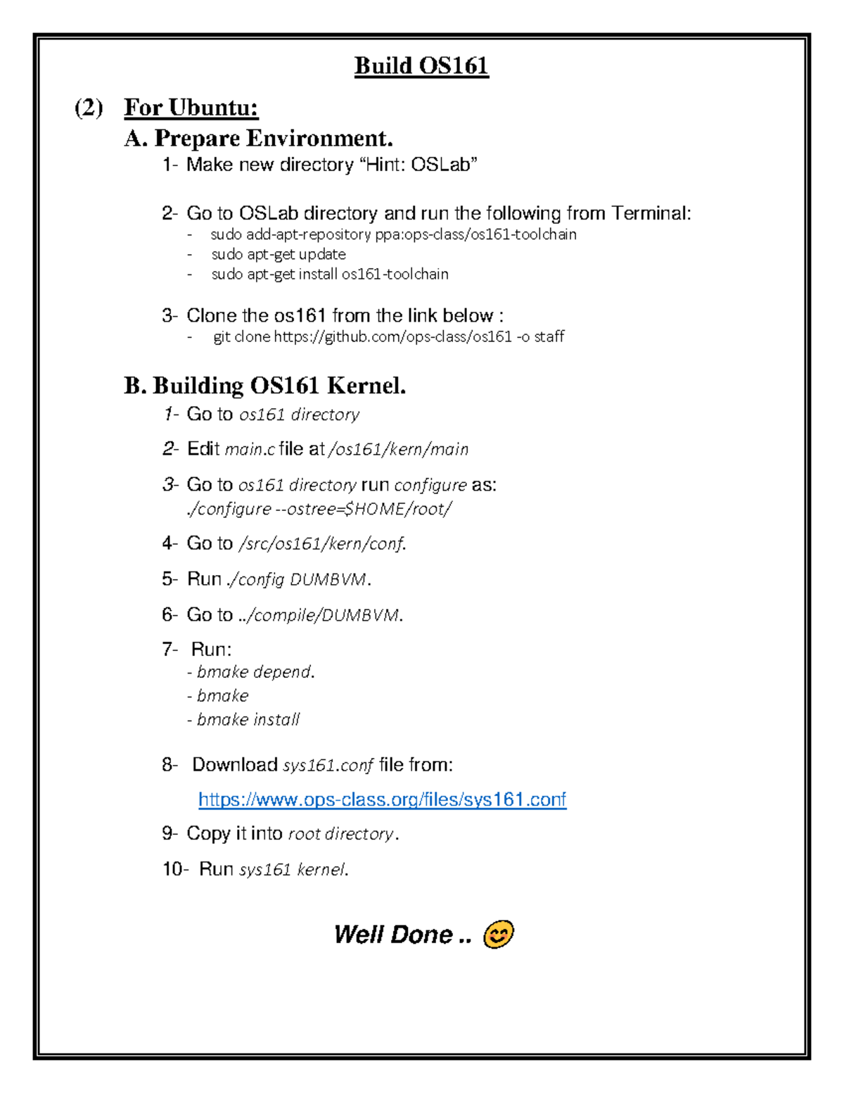 Build OS161- Ubuntu - Build OS (2) For Ubuntu: A. Prepare Environment ...