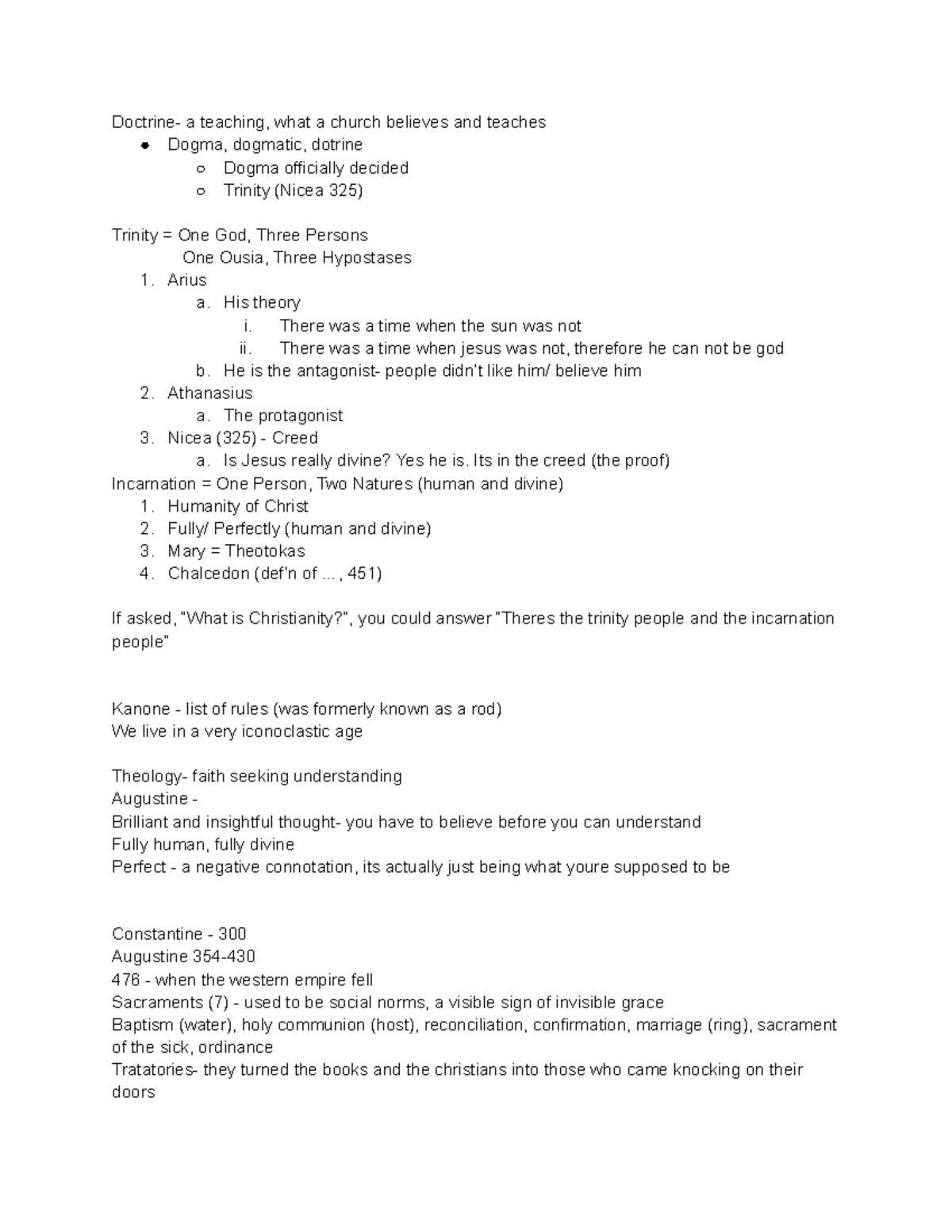 Theology Notes - Doctrine- a teaching, what a church believes and ...