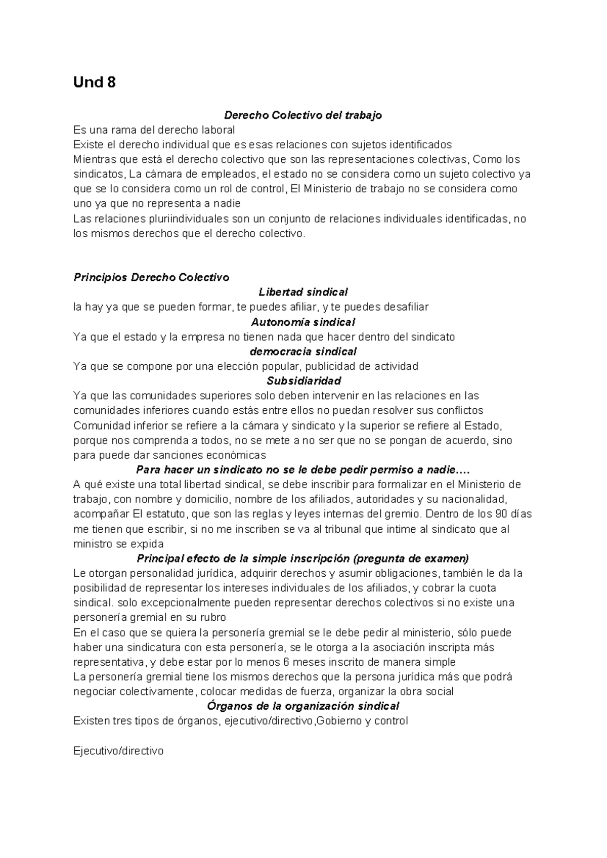 2do parcial Derecho laboral y previsional Resumen - Und 8 Derecho ...