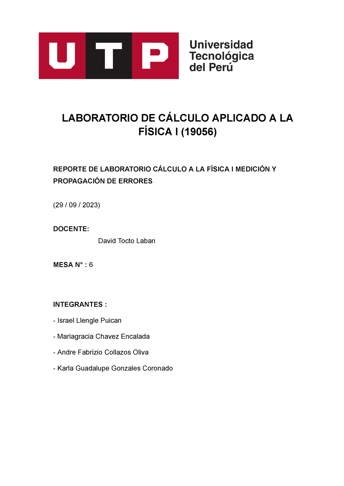 Laboratorio 2 DE CÁ Lculo Aplicado A LA FÍSICA I (19056) - LABORATORIO ...