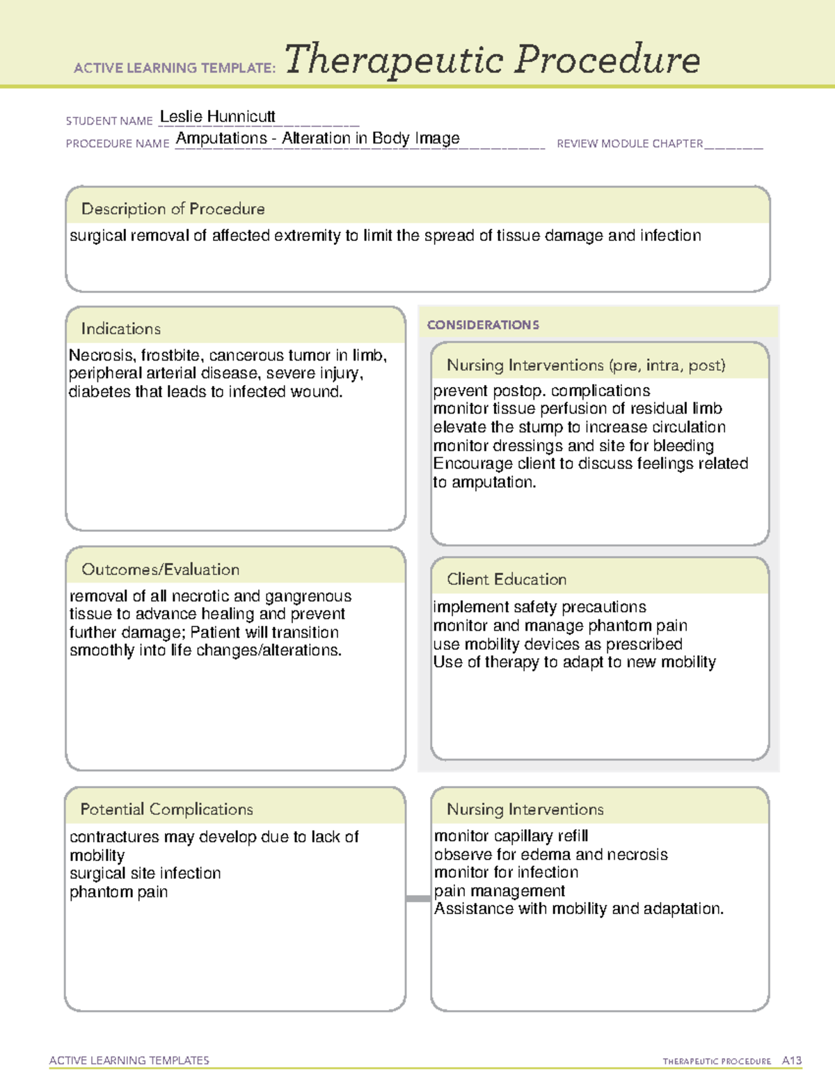 Amputation Ati - Ati Template - Active Learning Templates Therapeutic 