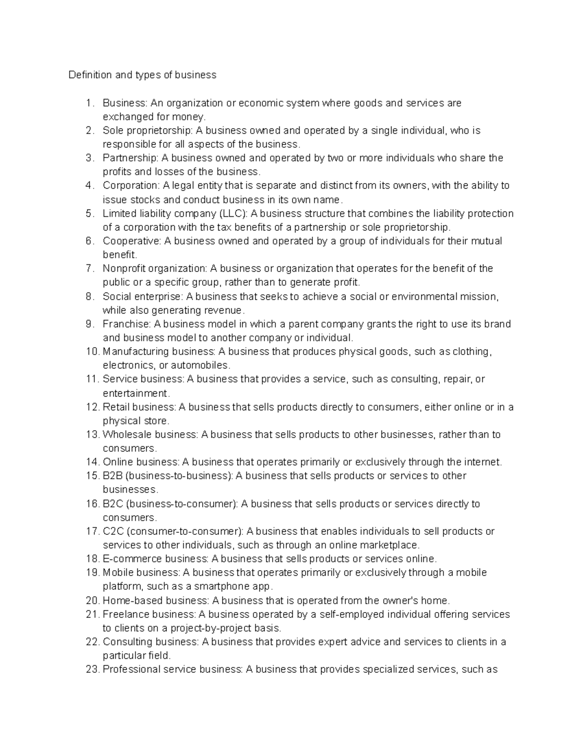 Definition and types of business Definition and types of business