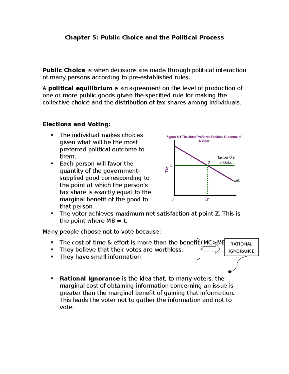 Chapter 5 - Chapter 5: Public Choice and the Political Process Public ...