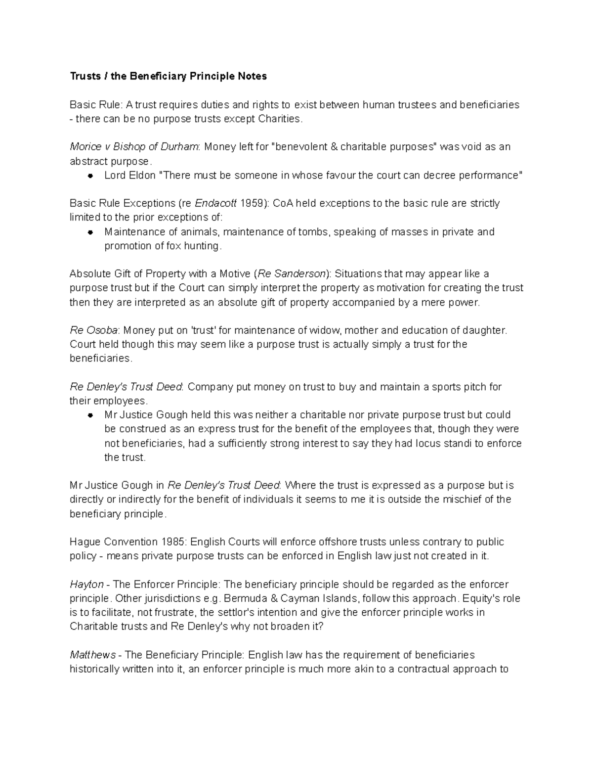 Trusts the Beneficiary Principle Notes - Trusts / the Beneficiary ...
