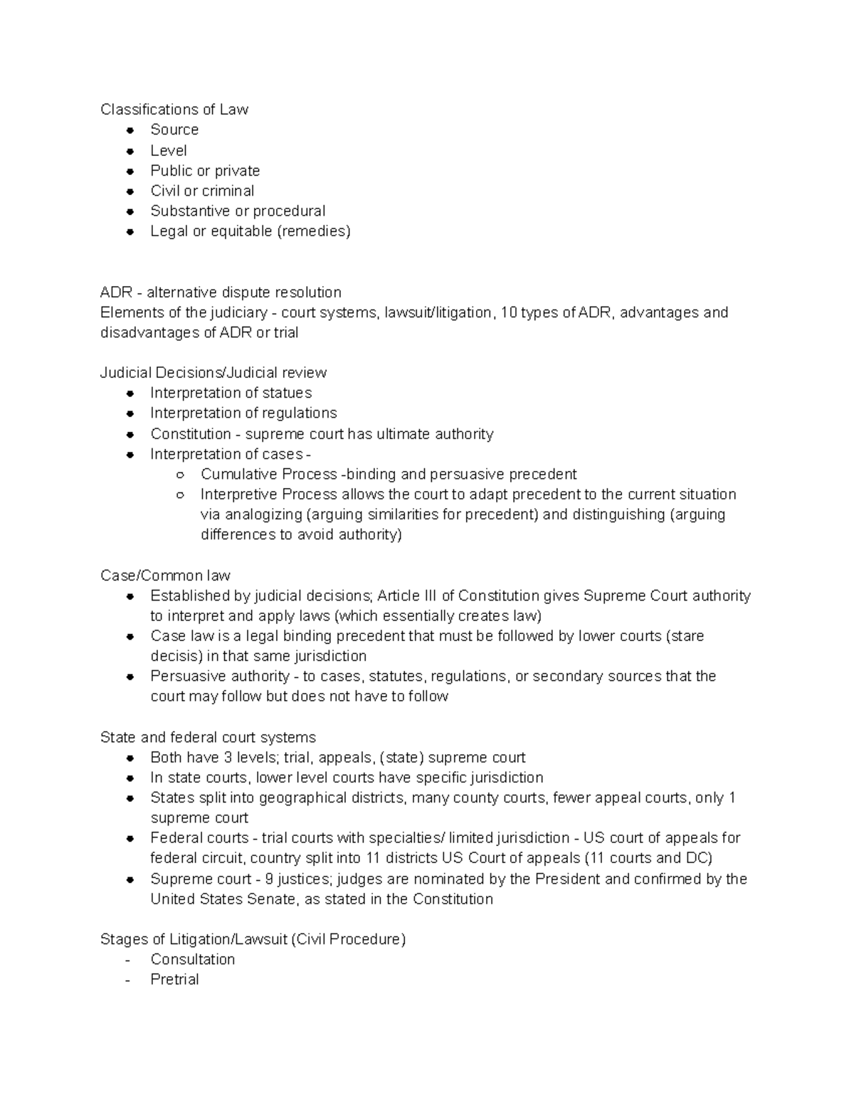 Business Law Lecture Notes - Classifications Of Law Source Level Public ...