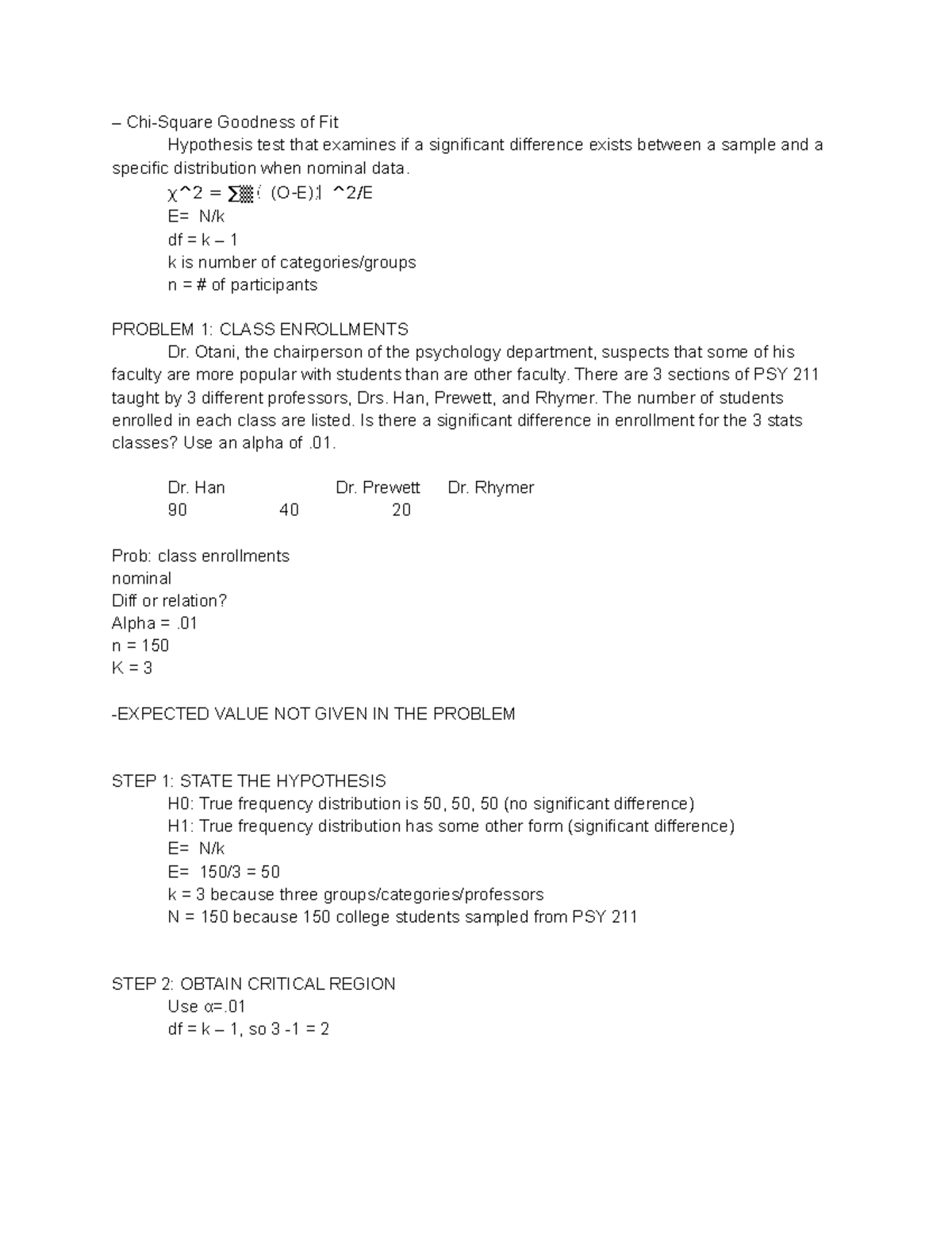 PSY211 - Chi-square - lecture notes on chi-square goodness of fit and ...