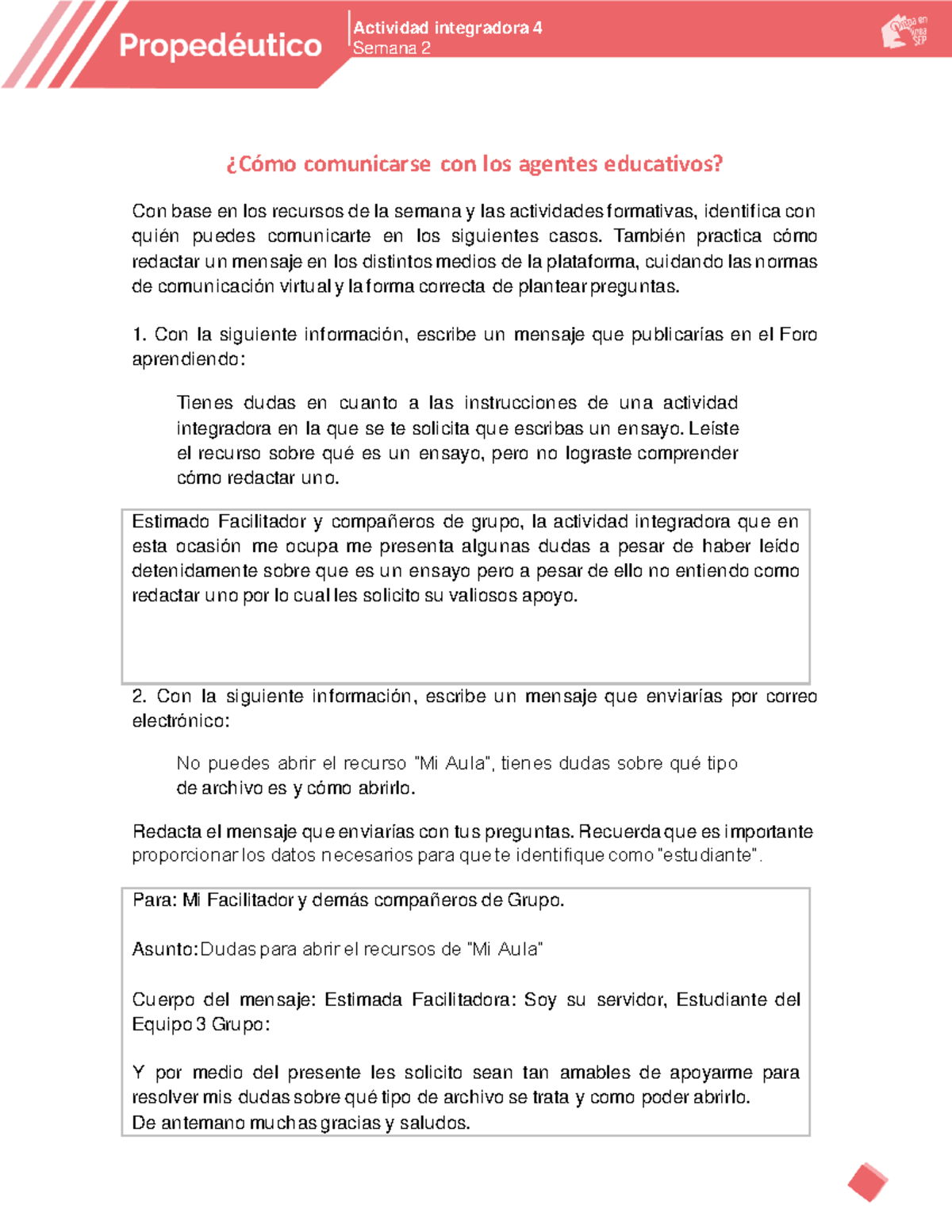 Propedéutico Actividad Integradora 4 - 1 Actividad Integradora 4 Semana ...