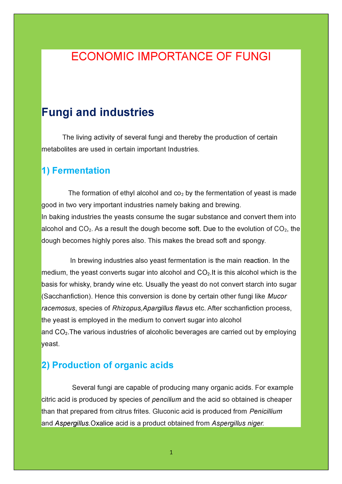 economic importance of fungi assignment pdf