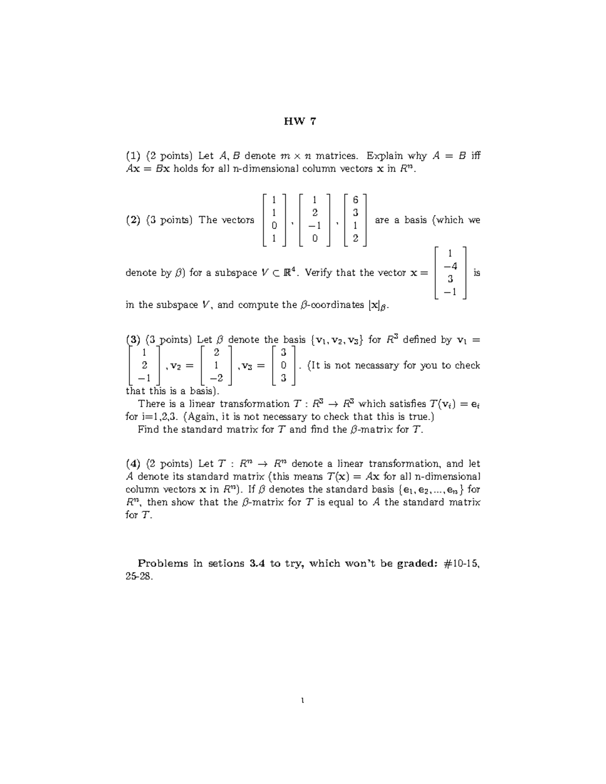 HW7mat211-f22 - Homework - HW 7 (1) (2 Points) Let A, B Denote M × N ...