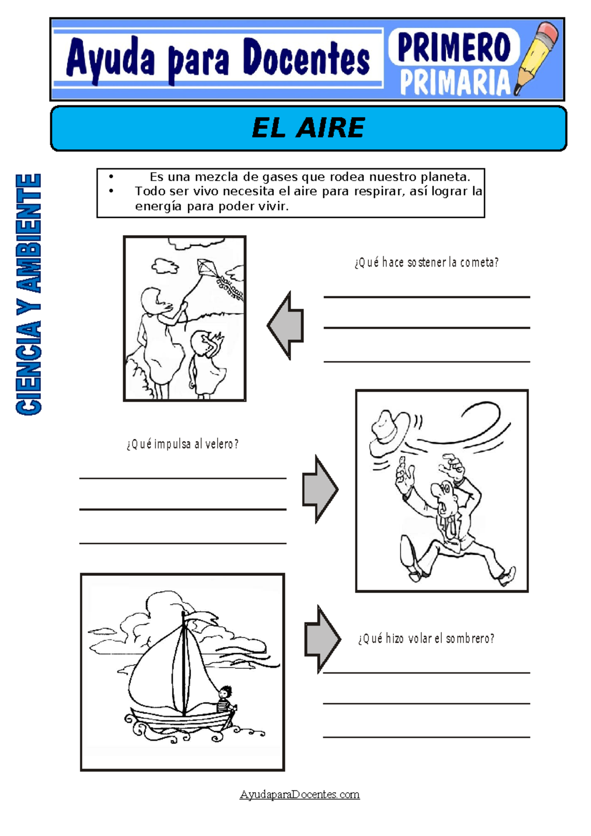 El Aire para Primero de Primaria - matematicas 4 - • Es una mezcla de ...