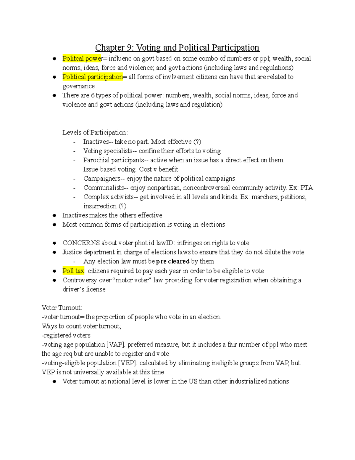 Chapter 9 Voting and Political Participation - Chapter 9: Voting and ...