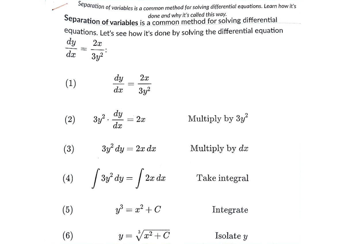 Pdf - Apuntes - Separation of variables is a common method for solving ...