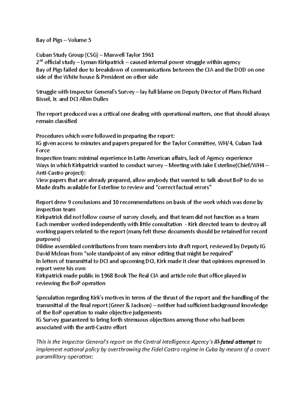 Bay of Pigs Volume 5 Bay of Pigs summary Bay of Pigs Volume 5