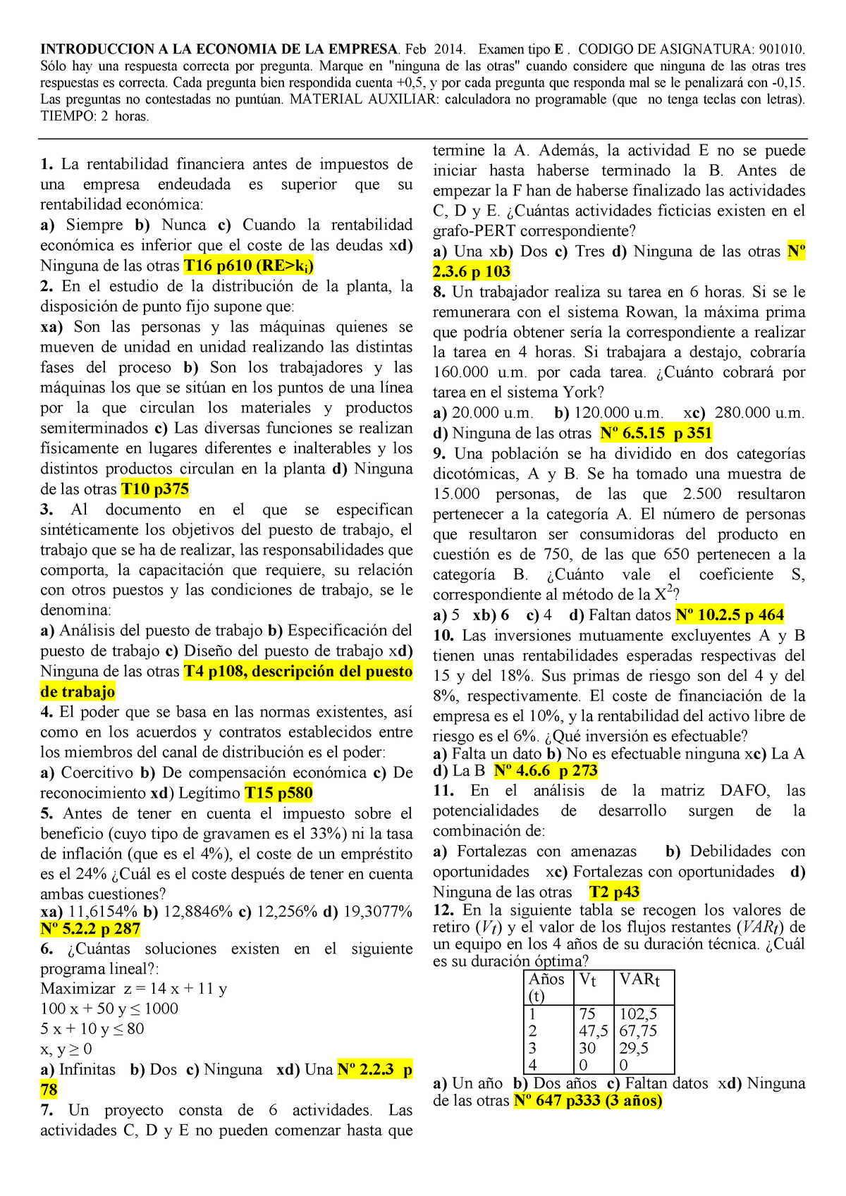 Exámen Tipo E 2014 Con Respuestas.pdf - INTRODUCCION A LA ECONOMIA DE ...