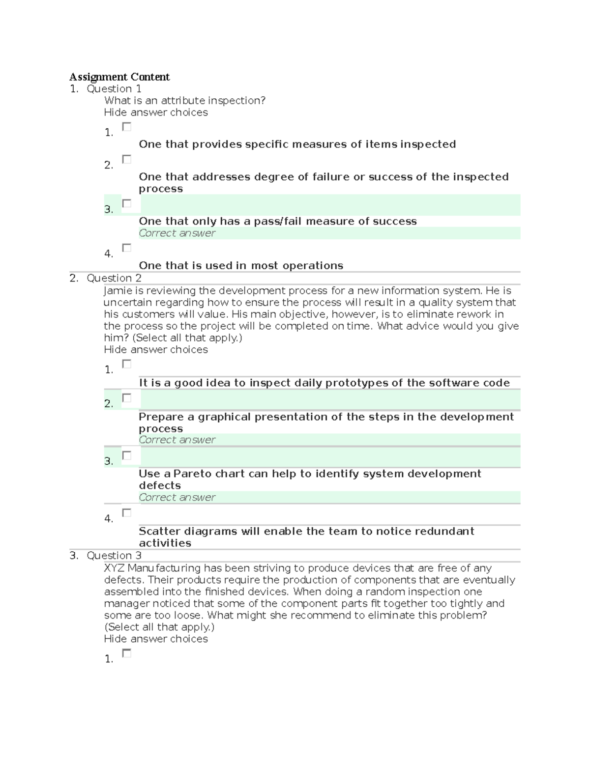 Module 5 Assessment Assignment Content Question 1 What is an attribute inspection? Hide answer