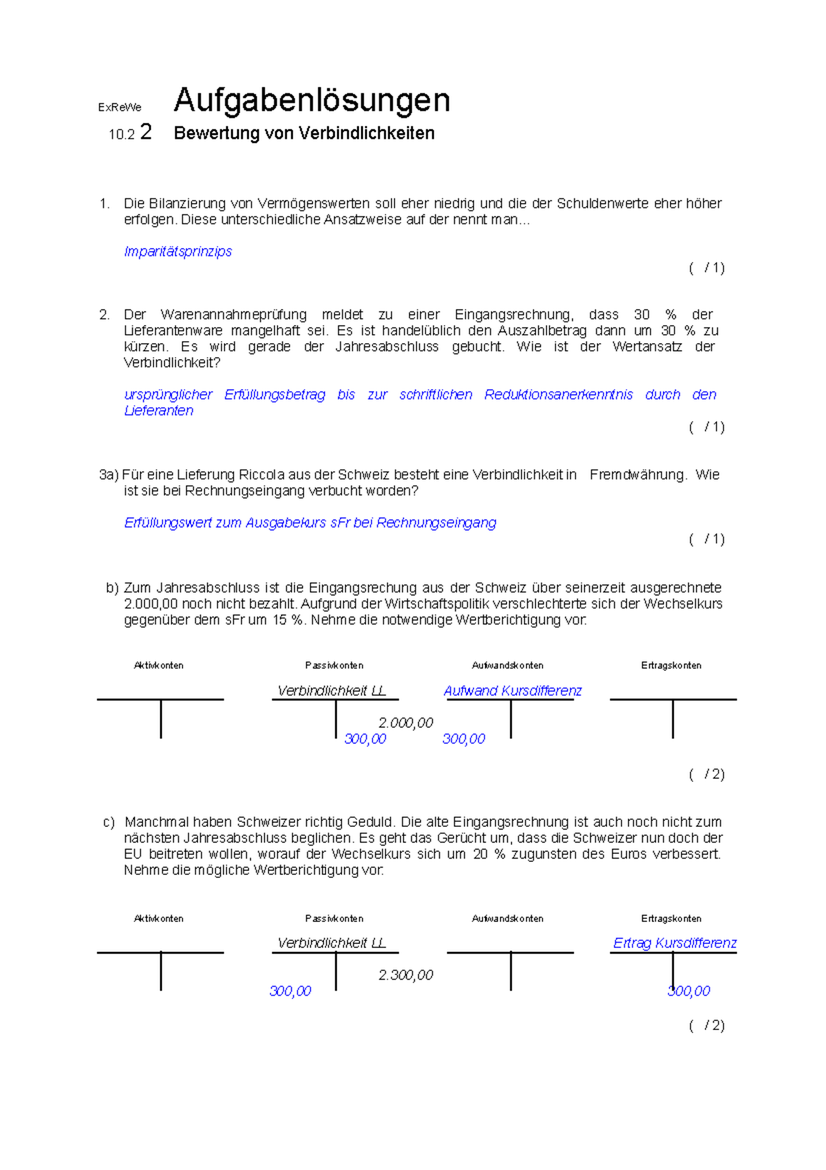 Ex Re We 10.2 02 Lösungen - ExReWe 10 Aufgabenlösungen 2 Bewertung von ...