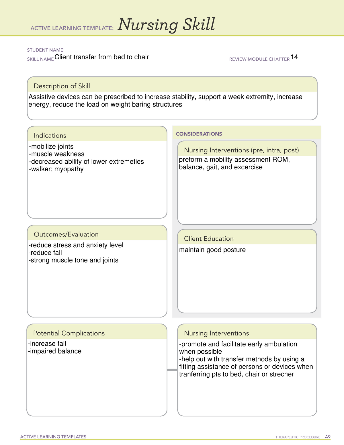 Mobility And Immobility Ati Template