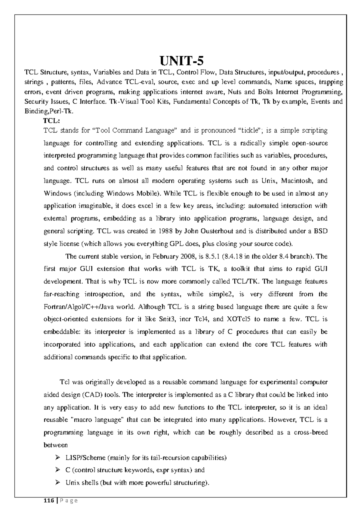 Unit V - tcl scripting language - UNIT- TCL Structure, syntax ...