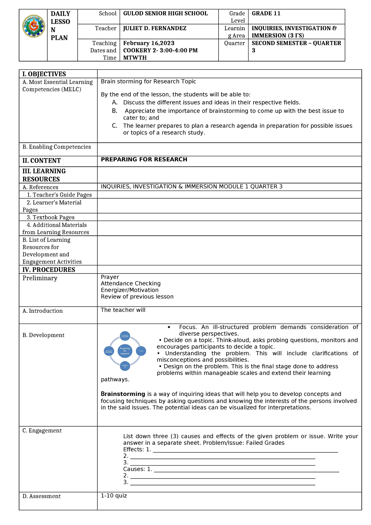 DLP feb - DAILY PLAN ABOUT BREAD AND PASTRY PRODUCTION NCII . BASIC ...