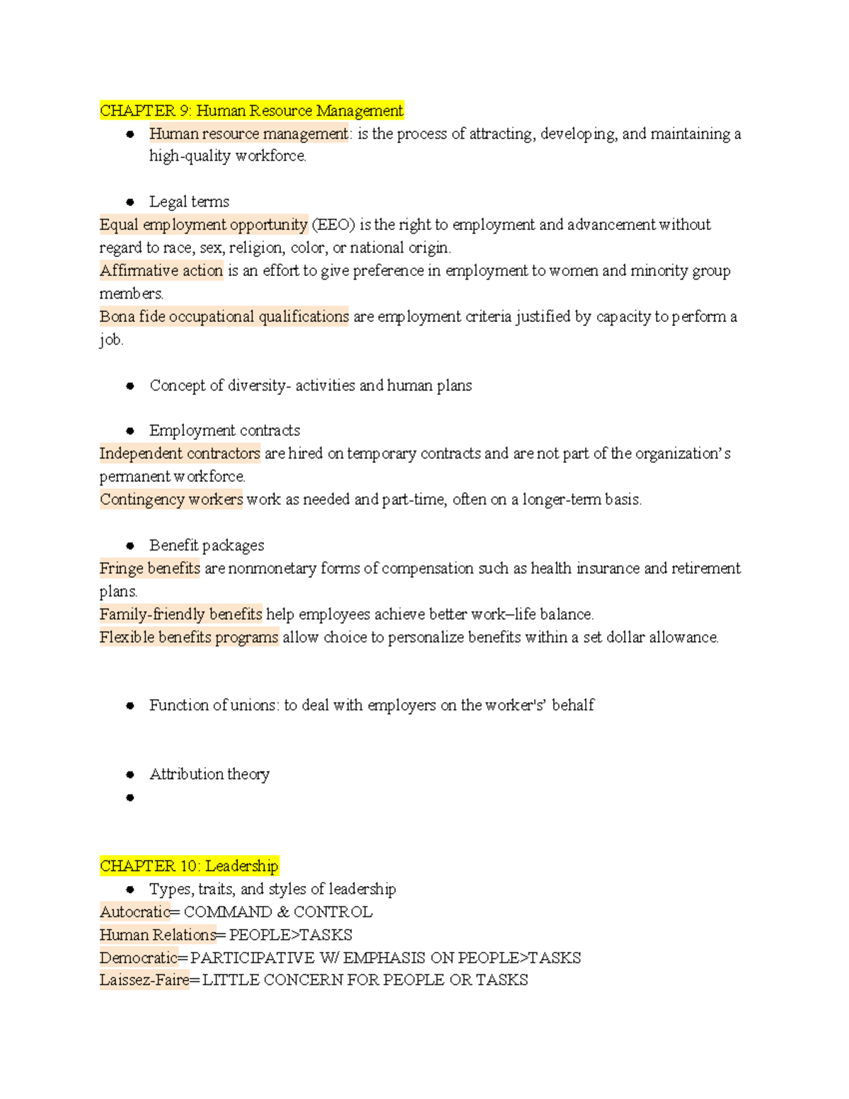 MGMT210 Final Study Guide - CHAPTER 9: Human Resource Management Human ...