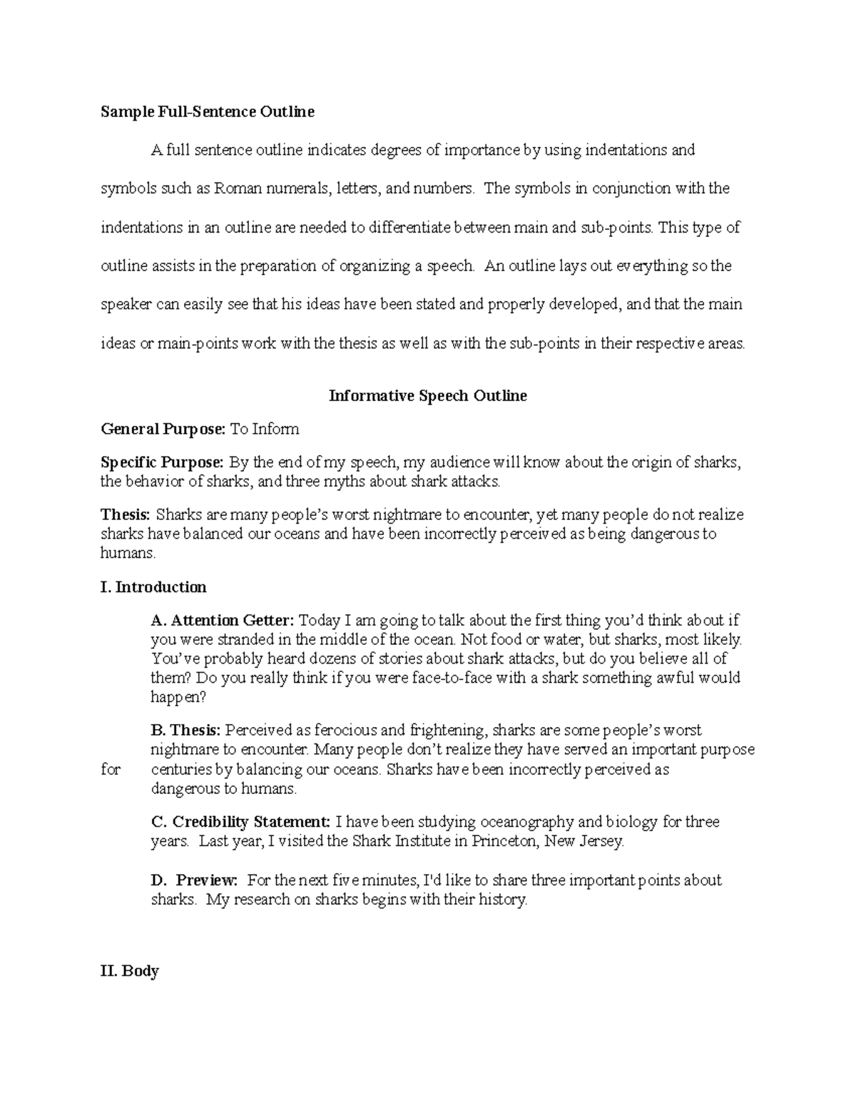 informative speech outline example - spc21 - Public Speaking