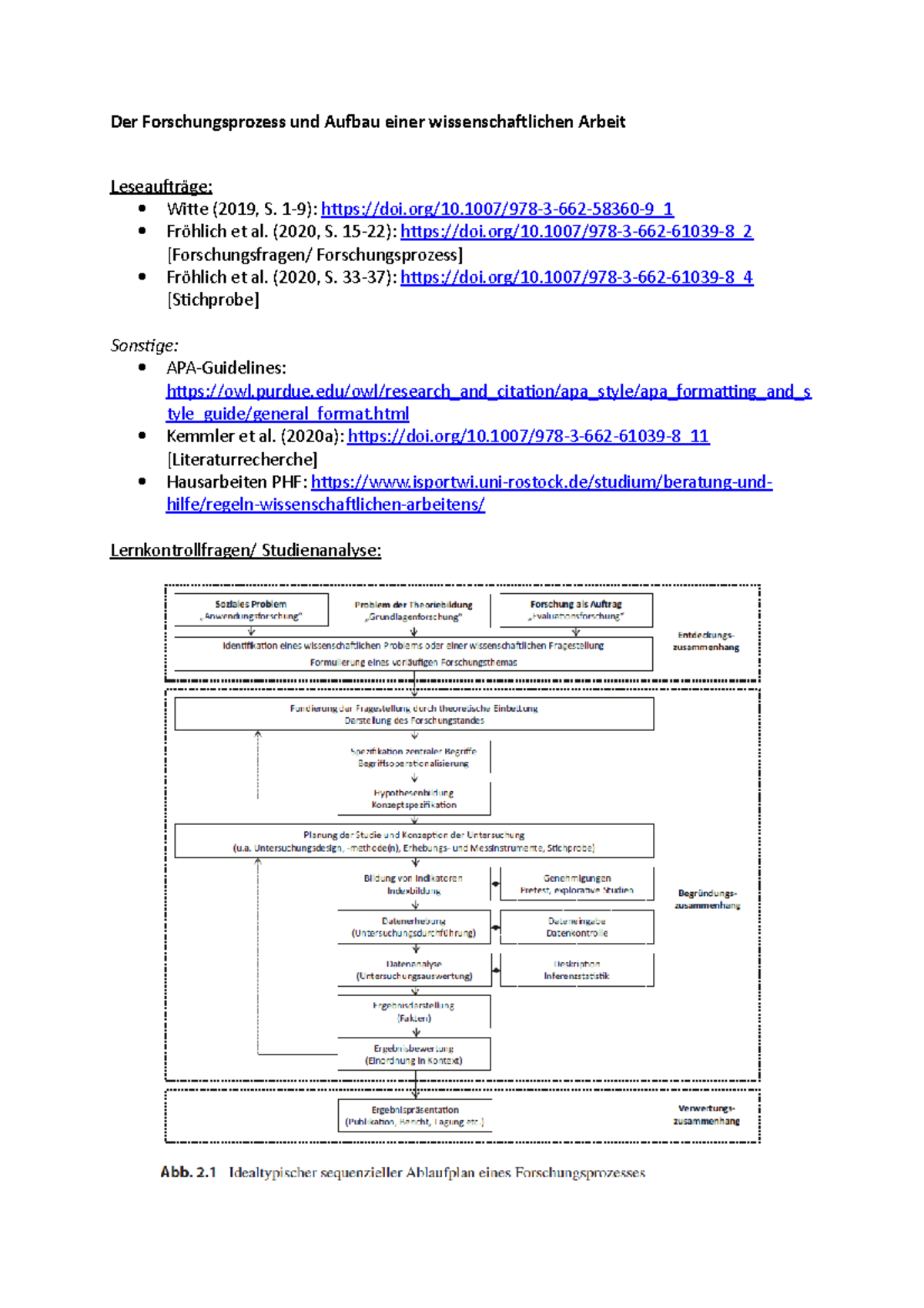 Einführung Wissenschaftliches Arbeiten - Lernkontrollfragen 2 - Der ...