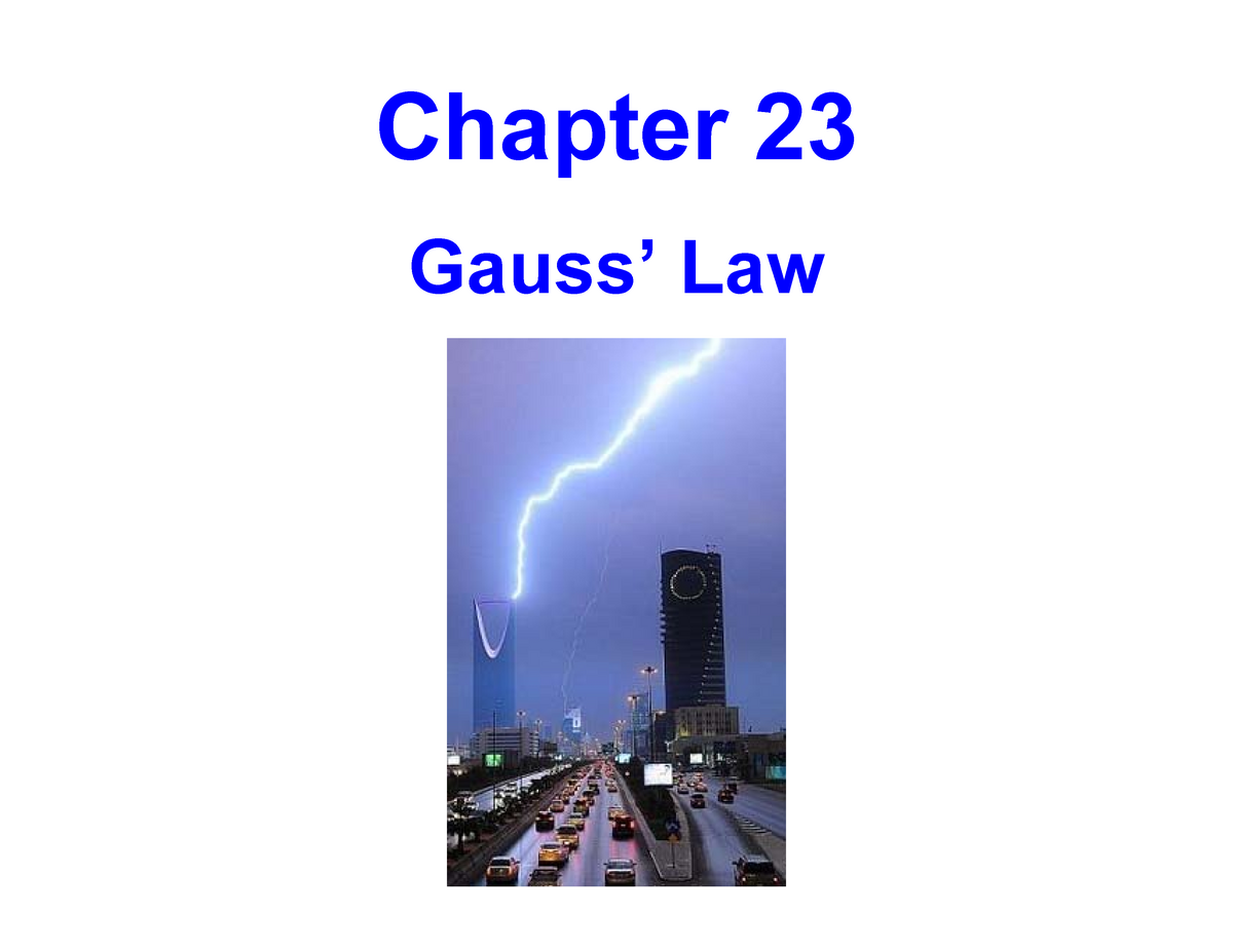 Principles Of Physics- Tenth Edition- Chapter 23 - Chapter 23 Gauss ...