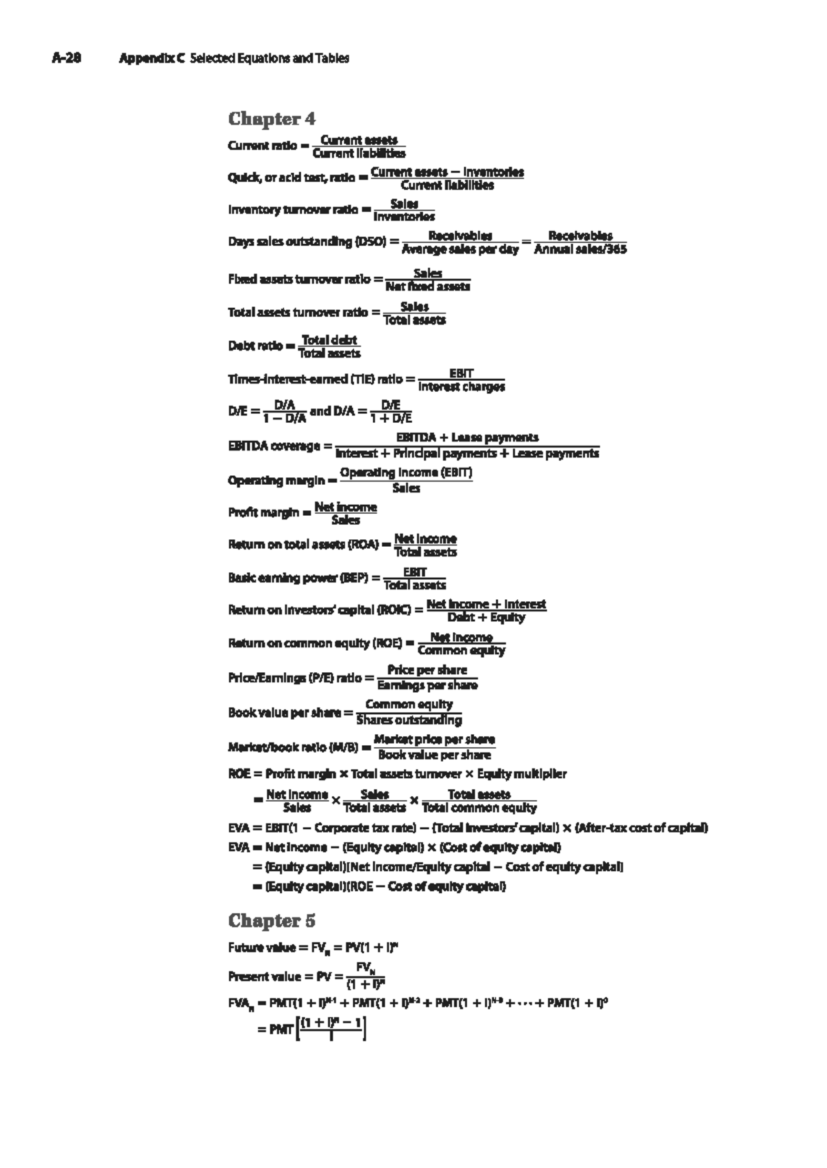 List of formulas - Formula - Appendix C Selected Equations and Tables ...