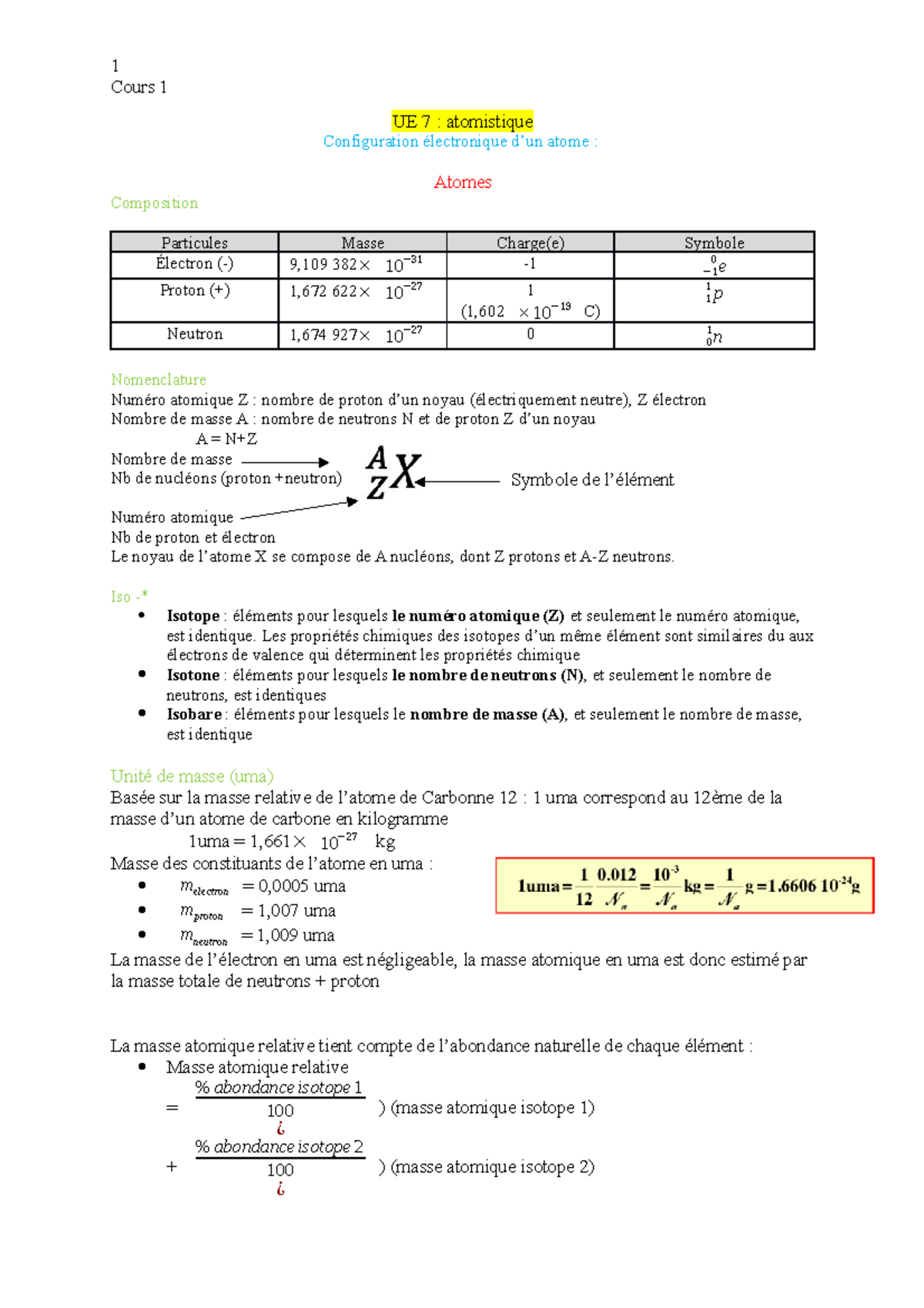 UE 7 Cours De Chimie Atomistique - Chimie Quantique - Studocu