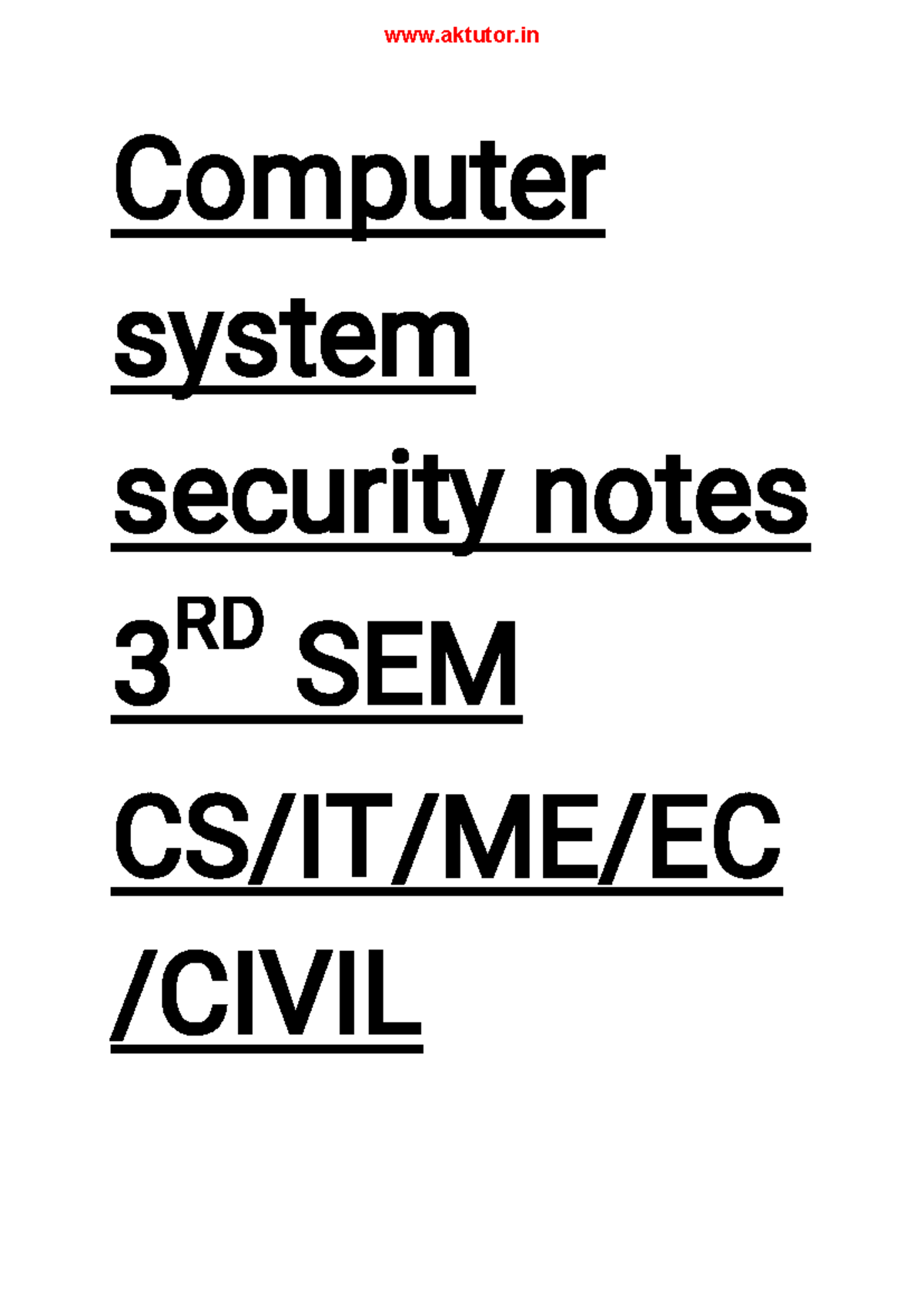 Computer system security notes ALL Units - Computer system ...