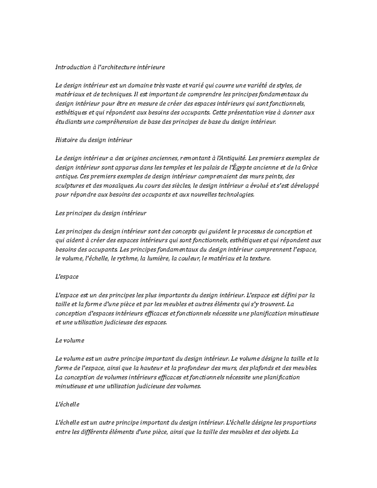 Interior Design note study - Introduction à l'architecture intérieure ...