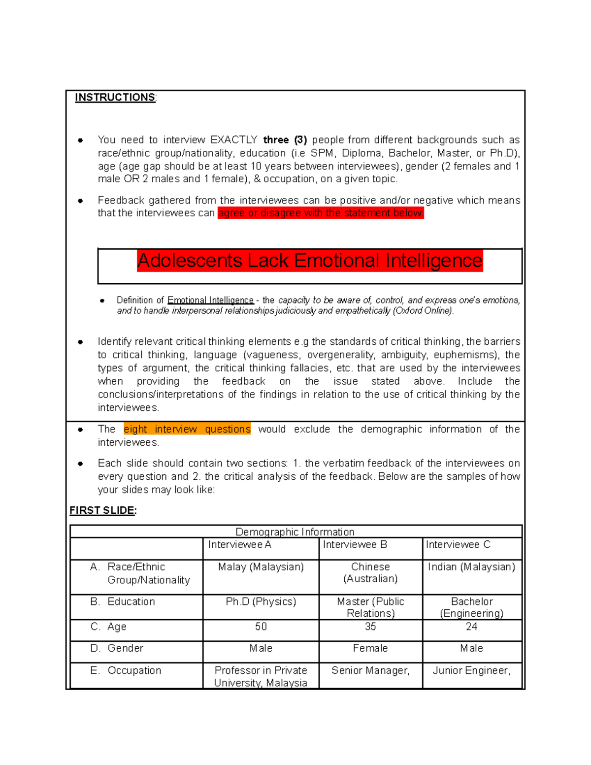 interview question to assess critical thinking