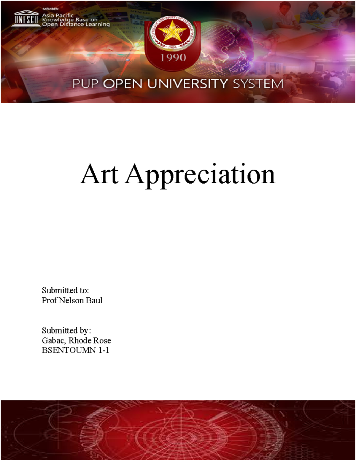Gabac, Rhode Rose Art Appreciation Assignment 1 - Art Appreciation ...