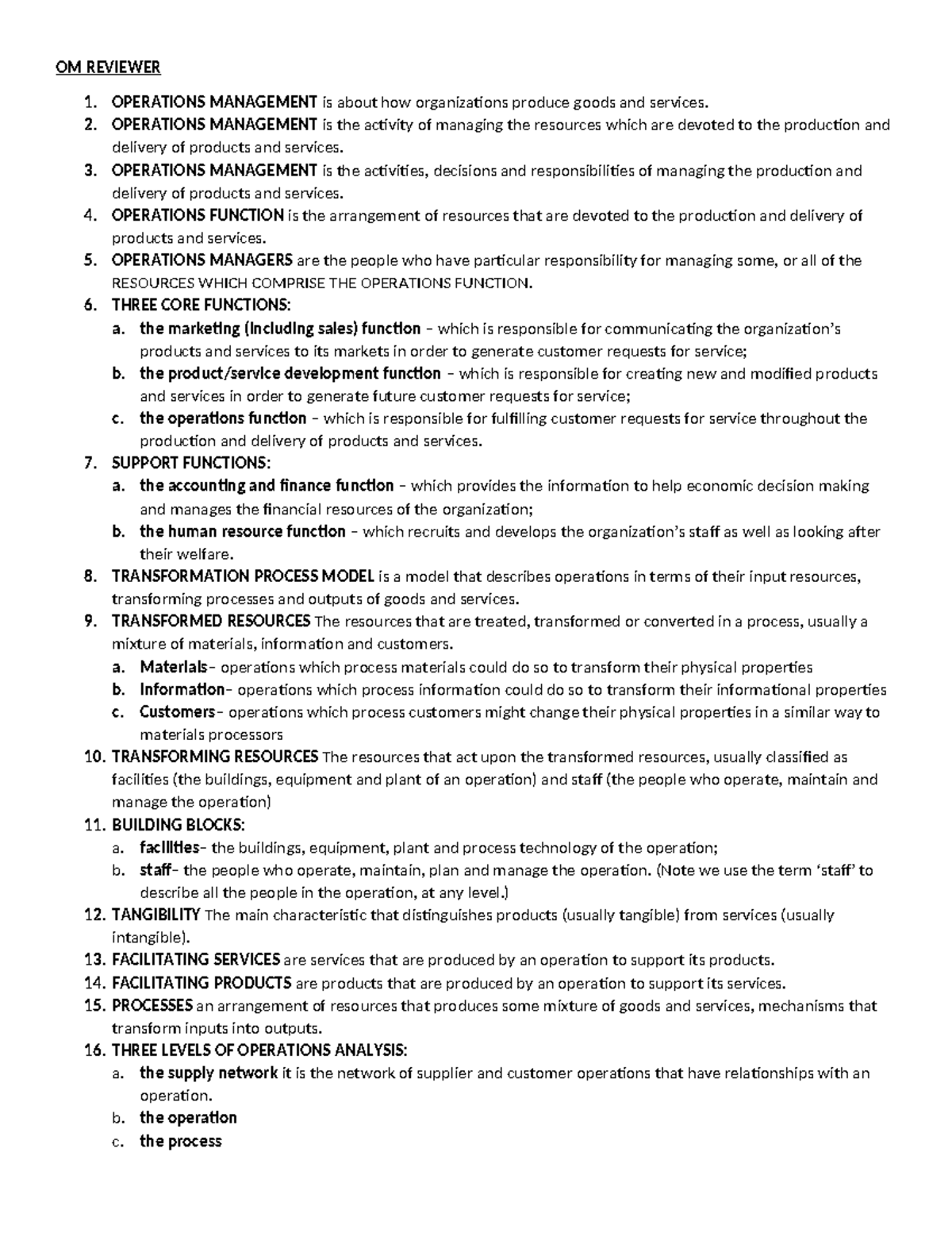 OM Reviewer - OM REVIEWER OPERATIONS MANAGEMENT is about how ...